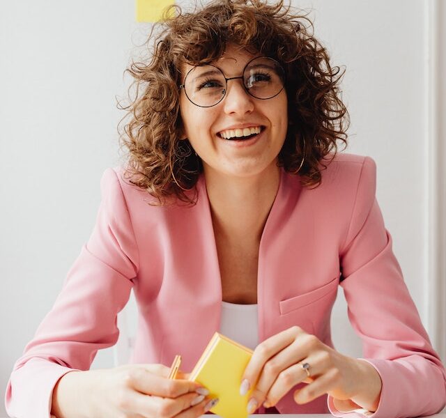 Business woman wearing pink