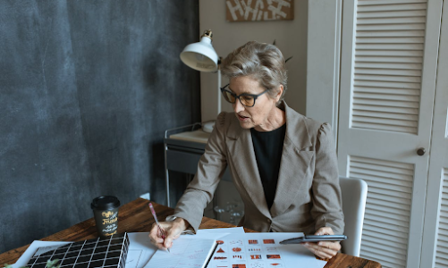 Woman business owner working at desk