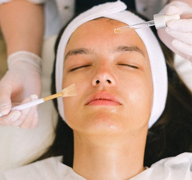 Woman getting a facial